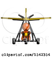 Poster, Art Print Of Orange Design Mascot Man In Ultralight Aircraft Front View