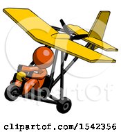 Poster, Art Print Of Orange Design Mascot Man In Ultralight Aircraft Top Side View