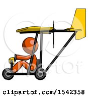 Poster, Art Print Of Orange Design Mascot Man In Ultralight Aircraft Side View