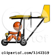 Poster, Art Print Of Orange Design Mascot Woman In Ultralight Aircraft Side View