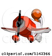 Poster, Art Print Of Orange Design Mascot Man Flying In Geebee Stunt Plane Viewed From Below