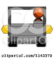 Poster, Art Print Of Orange Design Mascot Man Driving Amphibious Tracked Vehicle Front View