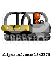 Poster, Art Print Of Orange Design Mascot Woman Driving Amphibious Tracked Vehicle Side Angle View