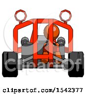 Orange Design Mascot Woman Riding Sports Buggy Front View