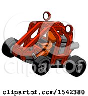 Orange Design Mascot Man Riding Sports Buggy Side Top Angle View