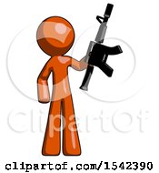 Poster, Art Print Of Orange Design Mascot Man Holding Automatic Gun