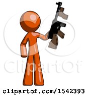 Poster, Art Print Of Orange Design Mascot Man Holding Tommygun