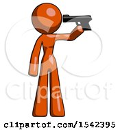 Orange Design Mascot Woman Suicide Gun Pose