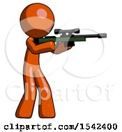 Orange Design Mascot Man Shooting Sniper Rifle