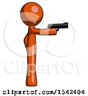 Poster, Art Print Of Orange Design Mascot Man Firing A Handgun