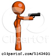 Poster, Art Print Of Orange Design Mascot Woman Firing A Handgun