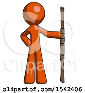 Poster, Art Print Of Orange Design Mascot Man Holding Staff Or Bo Staff