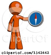 Poster, Art Print Of Orange Design Mascot Man Holding A Large Compass
