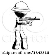Poster, Art Print Of Ink Explorer Ranger Man Shooting Automatic Assault Weapon