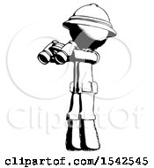 Poster, Art Print Of Ink Explorer Ranger Man Holding Binoculars Ready To Look Left
