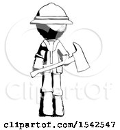 Poster, Art Print Of Ink Explorer Ranger Man Holding Red Fire Fighters Ax