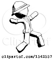 Poster, Art Print Of Ink Explorer Ranger Man Running Away In Hysterical Panic Direction Right