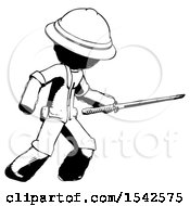Poster, Art Print Of Ink Explorer Ranger Man Stabbing With Ninja Sword Katana