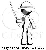 Poster, Art Print Of Ink Explorer Ranger Man Standing Up With Ninja Sword Katana