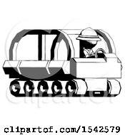 Poster, Art Print Of Ink Explorer Ranger Man Driving Amphibious Tracked Vehicle Side Angle View