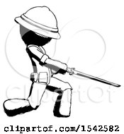 Poster, Art Print Of Ink Explorer Ranger Man With Ninja Sword Katana Slicing Or Striking Something