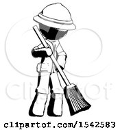Poster, Art Print Of Ink Explorer Ranger Man Sweeping Area With Broom