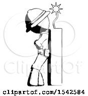 Poster, Art Print Of Ink Explorer Ranger Man Leaning Against Dynimate Large Stick Ready To Blow