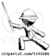 Poster, Art Print Of Ink Explorer Ranger Man With Ninja Sword Katana In Defense Pose