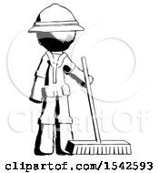 Ink Explorer Ranger Man Standing With Industrial Broom