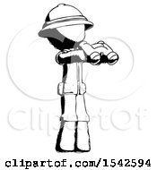 Poster, Art Print Of Ink Explorer Ranger Man Holding Binoculars Ready To Look Right