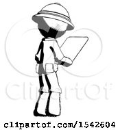 Poster, Art Print Of Ink Explorer Ranger Man Looking At Tablet Device Computer Facing Away