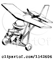 Poster, Art Print Of Ink Explorer Ranger Man In Ultralight Aircraft Top Side View