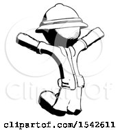 Poster, Art Print Of Ink Explorer Ranger Man Jumping Or Kneeling With Gladness