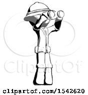 Poster, Art Print Of Ink Explorer Ranger Man Looking Through Binoculars To The Right