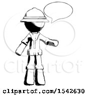 Poster, Art Print Of Ink Explorer Ranger Man With Word Bubble Talking Chat Icon