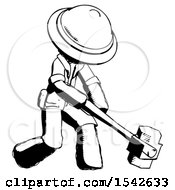 Poster, Art Print Of Ink Explorer Ranger Man Hitting With Sledgehammer Or Smashing Something At Angle