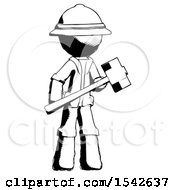 Poster, Art Print Of Ink Explorer Ranger Man With Sledgehammer Standing Ready To Work Or Defend