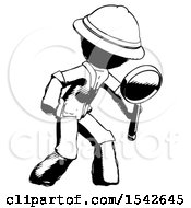 Poster, Art Print Of Ink Explorer Ranger Man Inspecting With Large Magnifying Glass Right