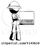 Ink Explorer Ranger Man Holding Laptop Computer Presenting Something On Screen