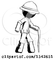 Poster, Art Print Of Ink Explorer Ranger Man Walking With Hiking Stick