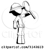 Poster, Art Print Of Ink Explorer Ranger Man Inspecting With Large Magnifying Glass Facing Up