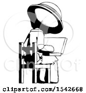 Ink Explorer Ranger Man Using Laptop Computer While Sitting In Chair View From Back