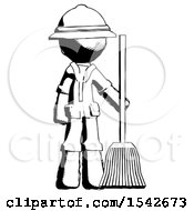 Ink Explorer Ranger Man Standing With Broom Cleaning Services