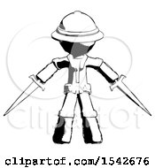Poster, Art Print Of Ink Explorer Ranger Man Two Sword Defense Pose