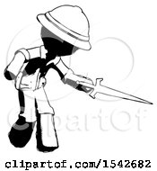 Poster, Art Print Of Ink Explorer Ranger Man Sword Pose Stabbing Or Jabbing