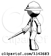 Poster, Art Print Of Ink Explorer Ranger Man With Sword Walking Confidently