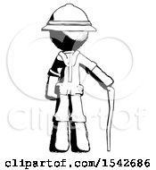Poster, Art Print Of Ink Explorer Ranger Man Standing With Hiking Stick