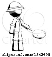 Poster, Art Print Of Ink Explorer Ranger Man Frying Egg In Pan Or Wok Facing Right
