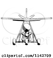 Ink Design Mascot Man In Ultralight Aircraft Front View