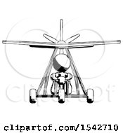 Poster, Art Print Of Ink Design Mascot Woman In Ultralight Plane Front View